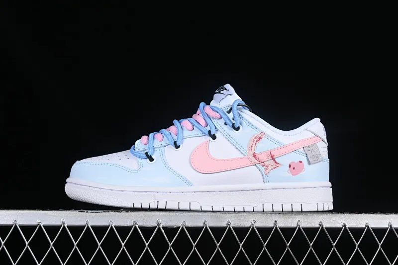 All categories Nk SB Dunk series Nk SB Dunk Low low-top sneakers Nk Dunk Low Cupid Macaron white and blue pink love vibe distressed SB strap low-top casual sneakers DD1503-109
